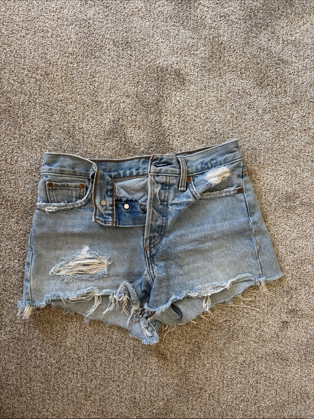 Levi's Light Blue Distressed Cutoff Denim Shorts